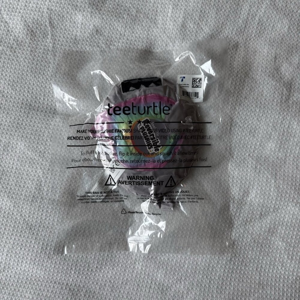 New TeeTurtle Reversible Happy Pink and Mad Gray Rainbow Soft‎ Plush Toy